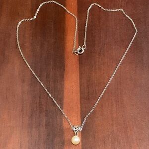 Vintage AMCO 14K Gold Overlay Pearl Pendant Necklace